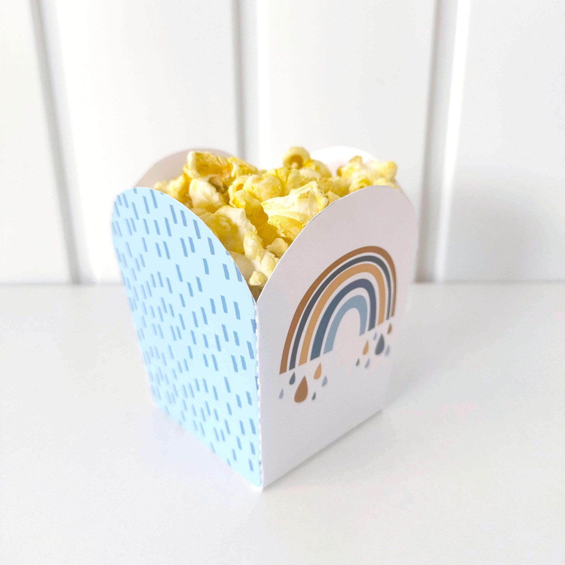 Boho Rainbow Popcorn Box | Blue ★ Instant Download - Digitally Printables