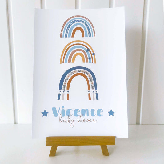 Boho Rainbow Table Sign | Blue ★ Instant Download - Digitally Printables