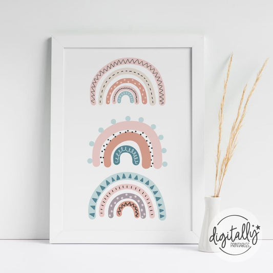 Boho Rainbow Print | 3 In A Row Instant Download Wall Decor