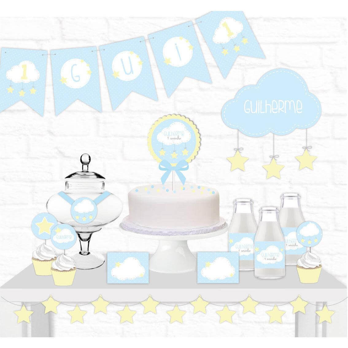 Clouds & Stars Birthday or Baby Shower Bundle ★ Instant Download | Editable Text - Digitally Printables