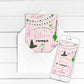 Magical Witch Birthday Invitation | Pink Background ★ Instant Download | Editable Text