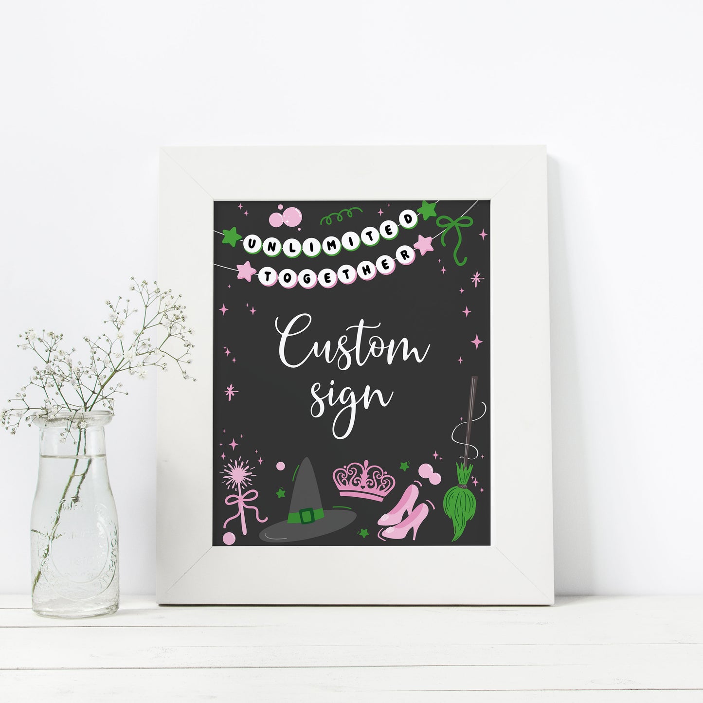 Magical Witch Table Sign | Black Backgroud | Instant Download