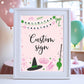 Magical Witch Table Sign | Pink Backgroud | Instant Download