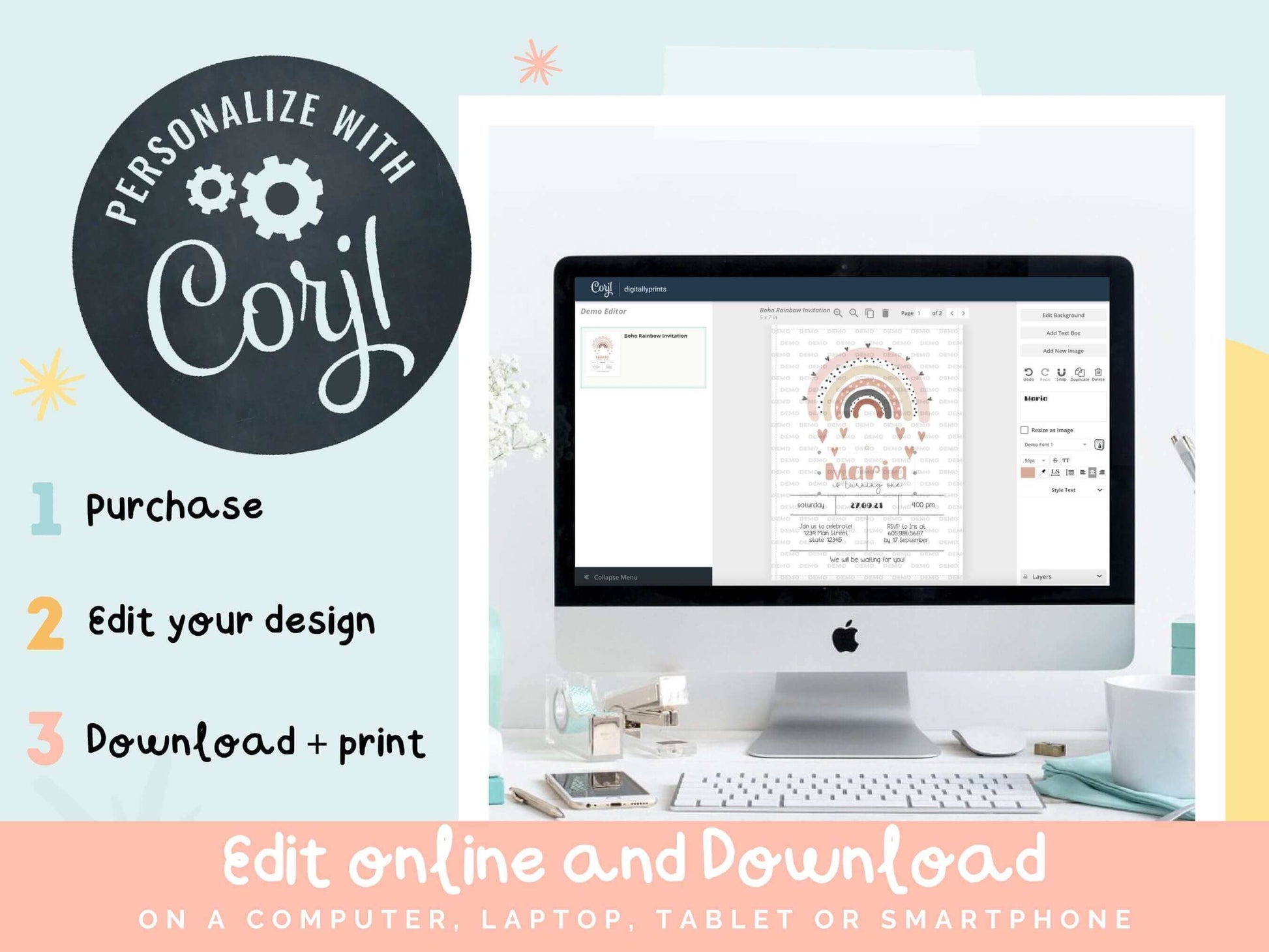 Editable Alice in Wonderland Cake Topper ★ Instant Download | Editable Text - Digitally Printables