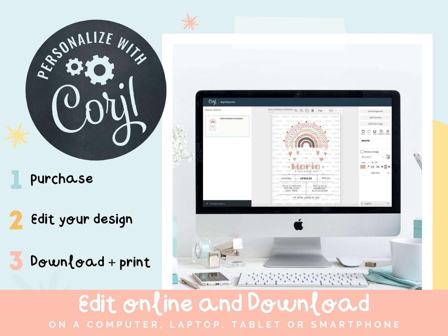Editable Boho Sunshine Chocolate Wrappers Printable ★ Instant Download | Editable Text - Digitally Printables