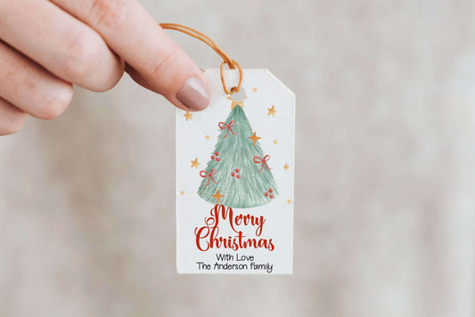 Editable Christmas Tree Favor Tags, Winter Wonderland Gift Tags, Merry Christmas Tags, Holiday Labels REF013 - Digitally Printables