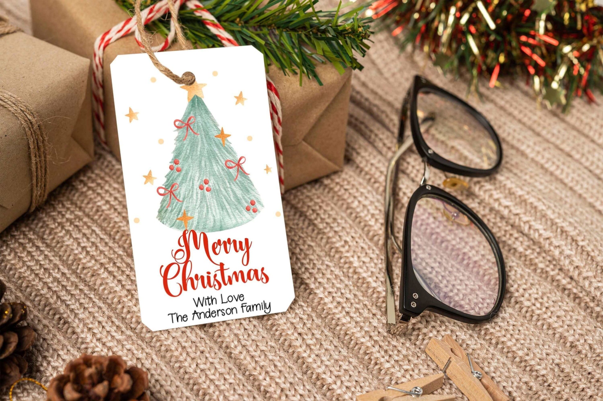 Editable Christmas Tree Favor Tags, Winter Wonderland Gift Tags, Merry Christmas Tags, Holiday Labels REF013 - Digitally Printables