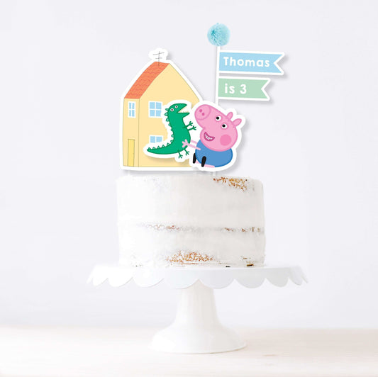 Editable George Pig Cake Topper ★ Instant Download | Editable Text - Digitally Printables