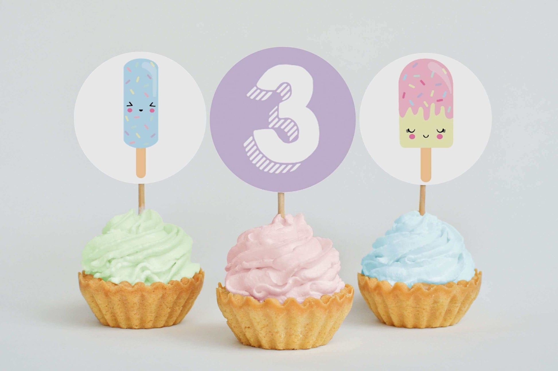 Editable Ice Cream Party Cupcake Toppers ★ Instant Download | Editable Text - Digitally Printables