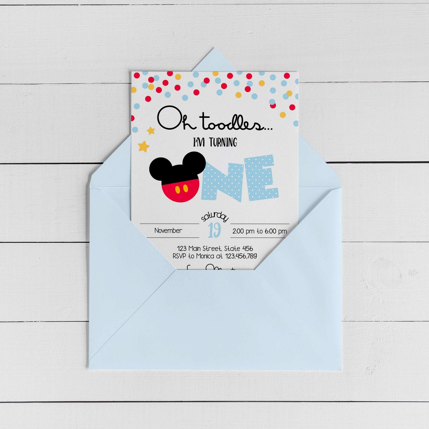 Editable Mickey Mouse 1st Birthday Party Invitation ★ Instant Download | Editable Text - Digitally Printables