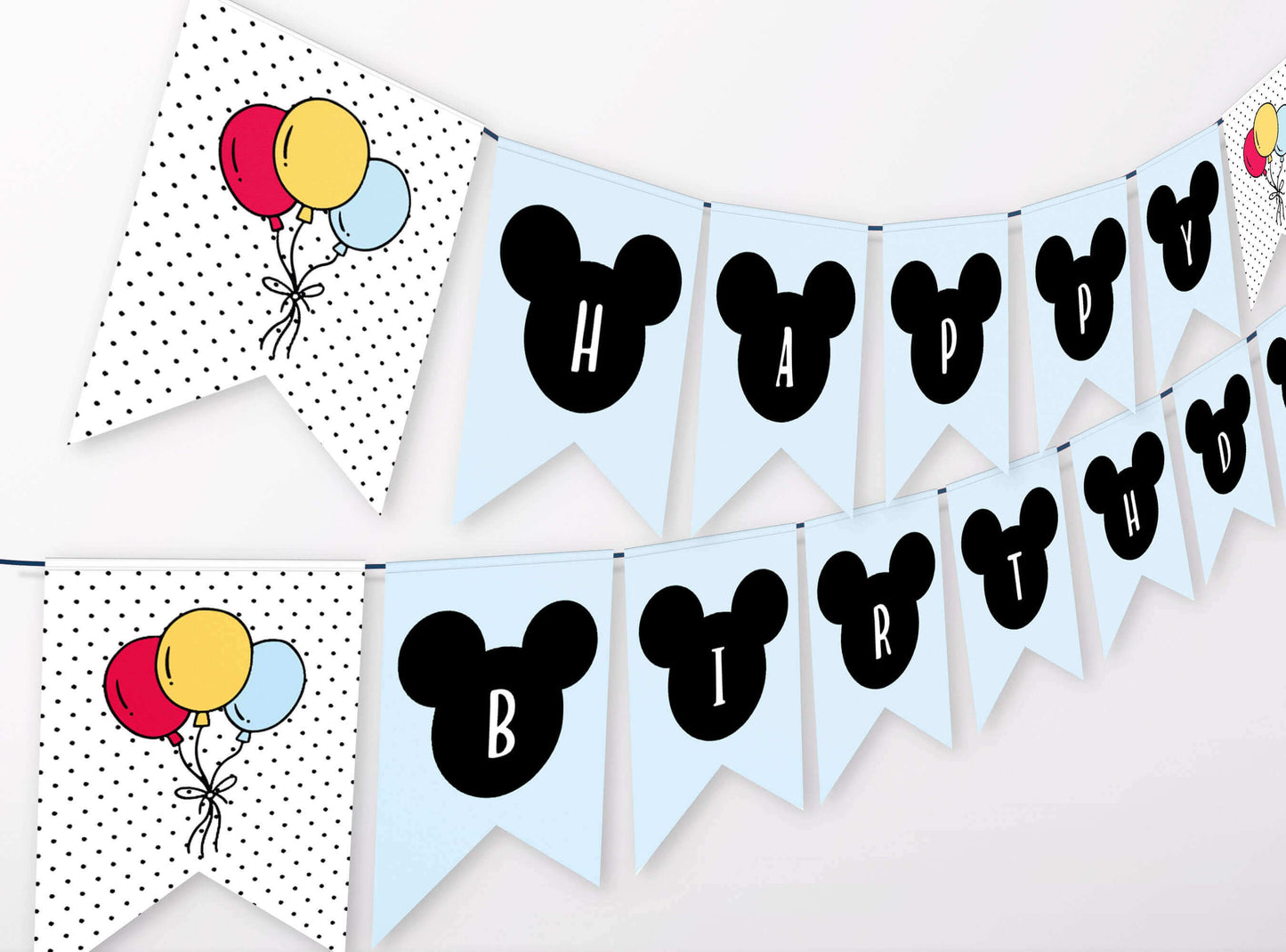 Editable Mickey Mouse Bunting Banner ★ Instant Download | Editable Text - Digitally Printables