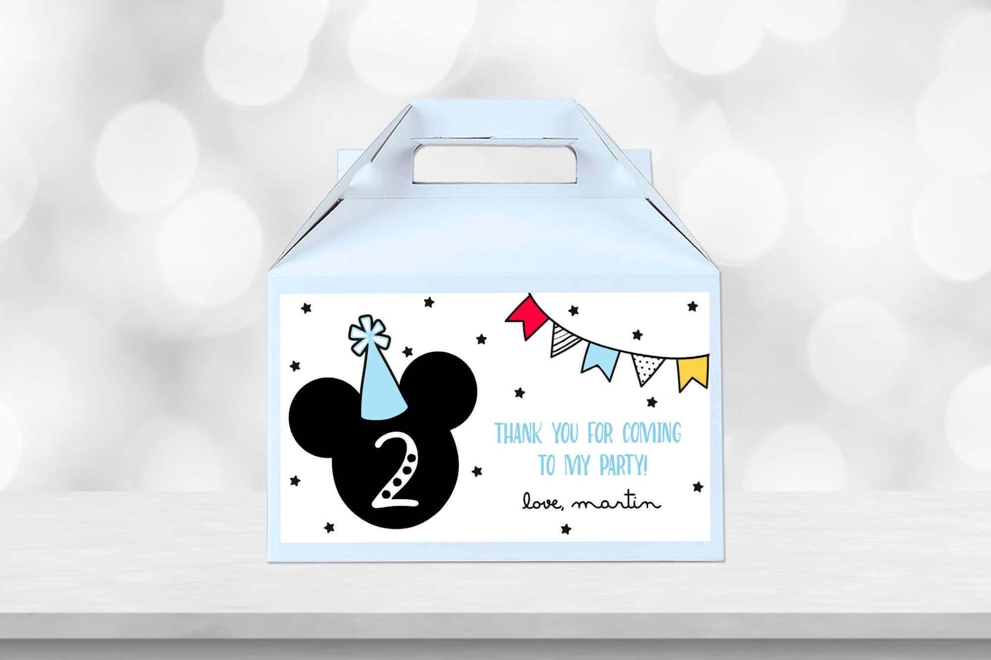 Editable Mickey Mouse Gable Box Favor Labels ★ Instant Download | Editable Text - Digitally Printables