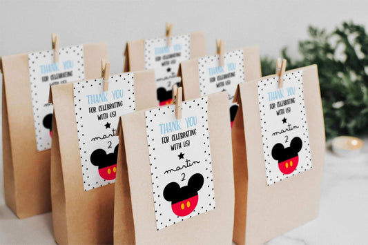 Editable Mickey Mouse Thank You Tags ★ Instant Download | Editable Text - Digitally Printables