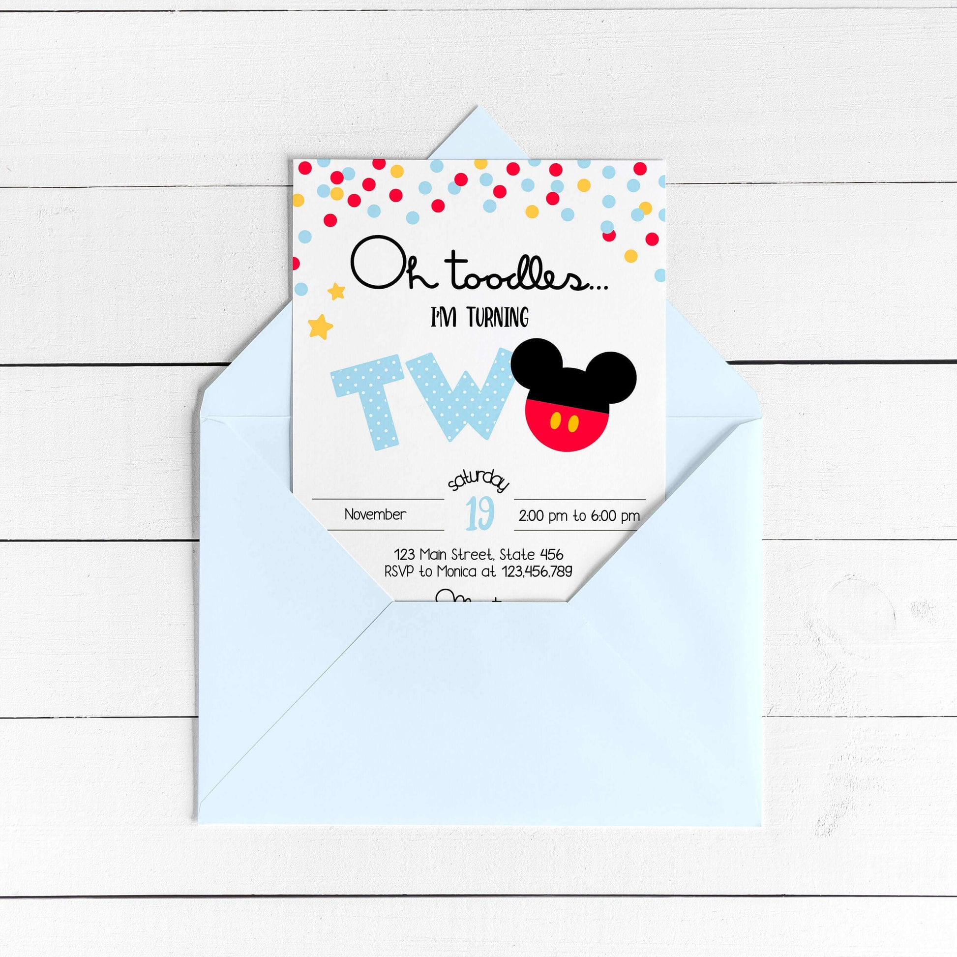 Editable Mickey Mouse TWO Birthday Party Invitation ★ Instant Download | Editable Text - Digitally Printables
