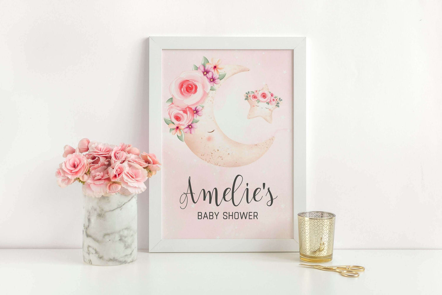 Editable Moon, Stars & Flowers Table Sign ★ Instant Download | Editable Text - Digitally Printables