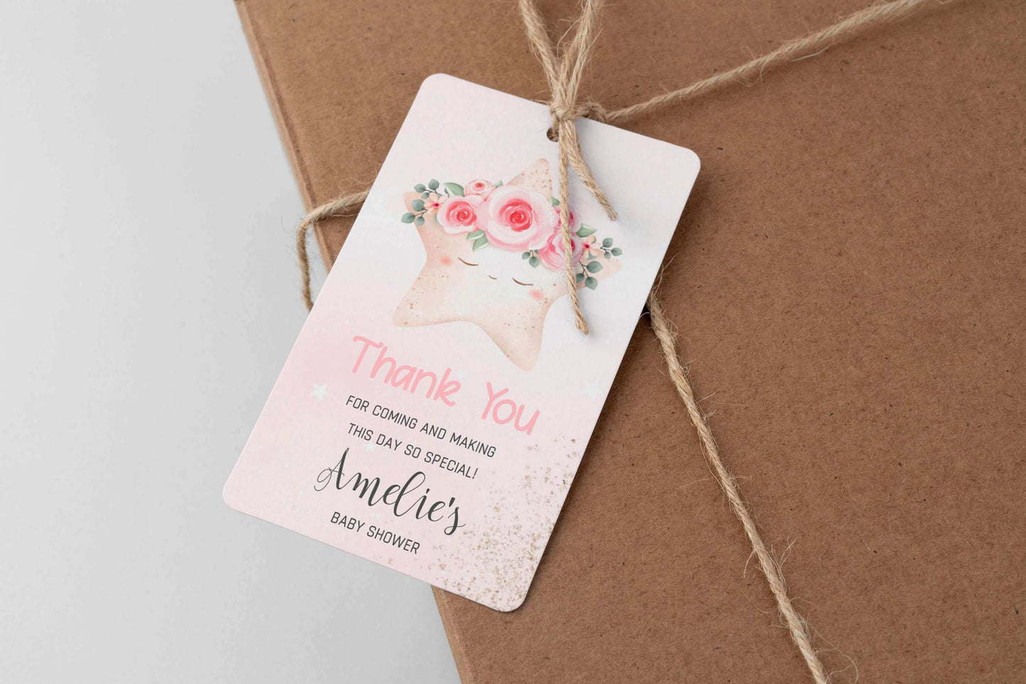 Editable Moon, Stars & Flowers Thank You Tag ★ Instant Download | Editable Text - Digitally Printables