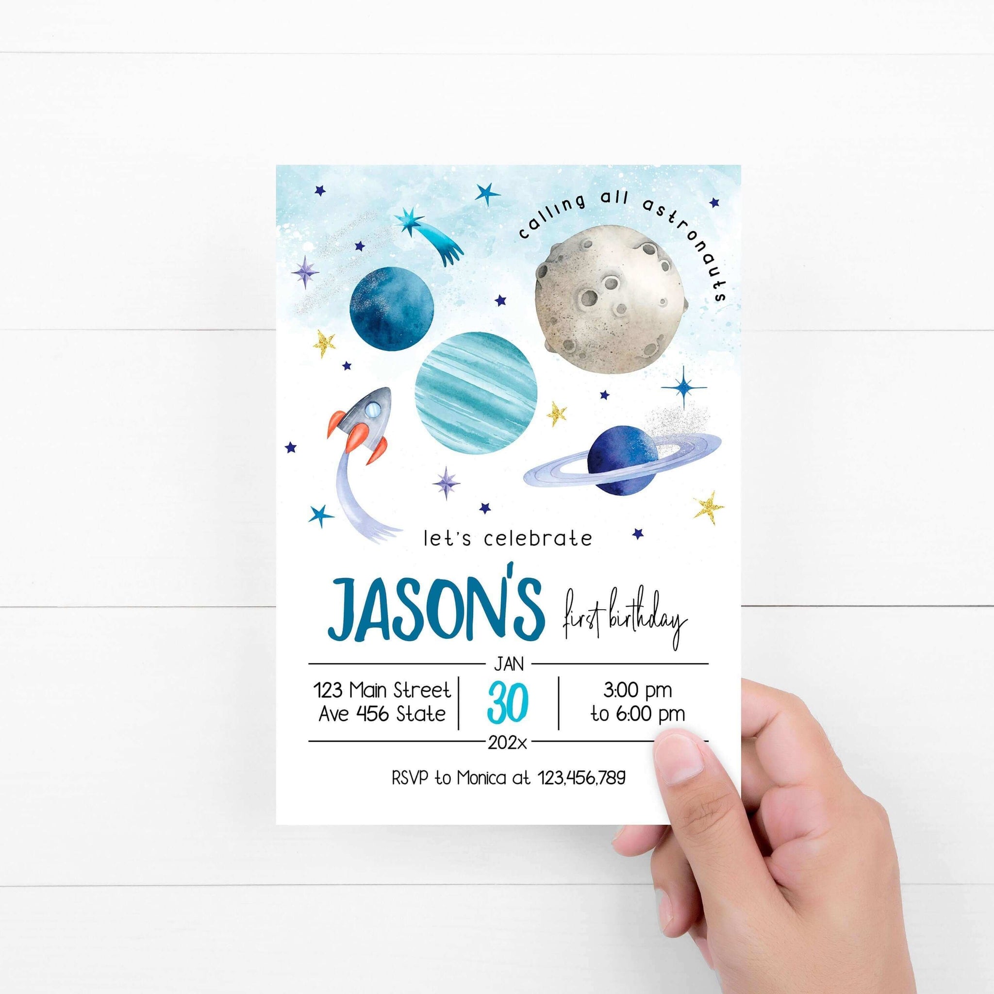 Editable OUTER SPACE Invitation, Space Themed Party , Galaxy Birthday