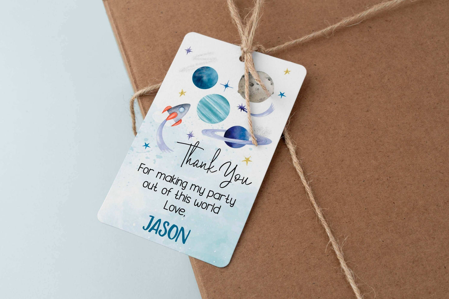 Editable OUTER SPACE Thank You Tags, Space Themed Birthday Party Favors ref007 - Digitally Printables