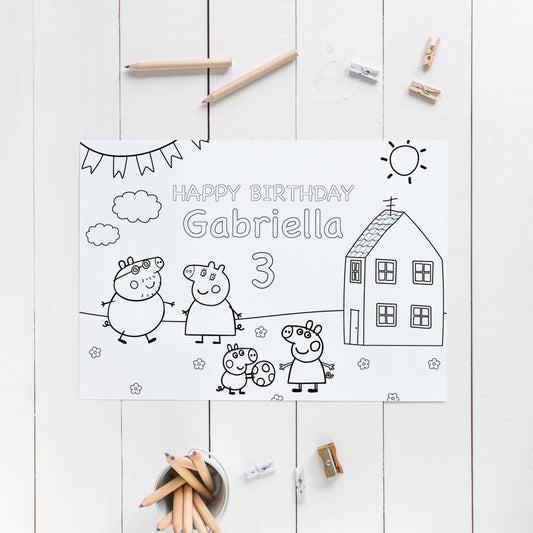 Editable Peppa Pig Coloring Page ★ Instant Download | Editable Text - Digitally Printables
