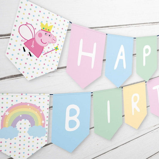 Fairy Peppa Bunting Banner ★ Instant Download | Editable Text - Digitally Printables