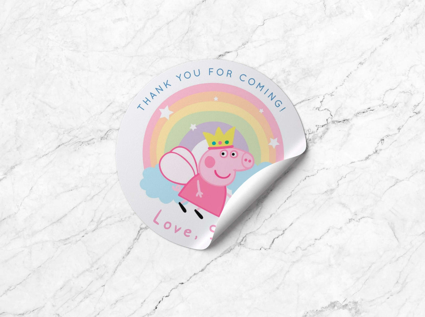FAIRY PEPPA Pig 2" Thank You Tag ★ Instant Download | Editable Text - Digitally Printables