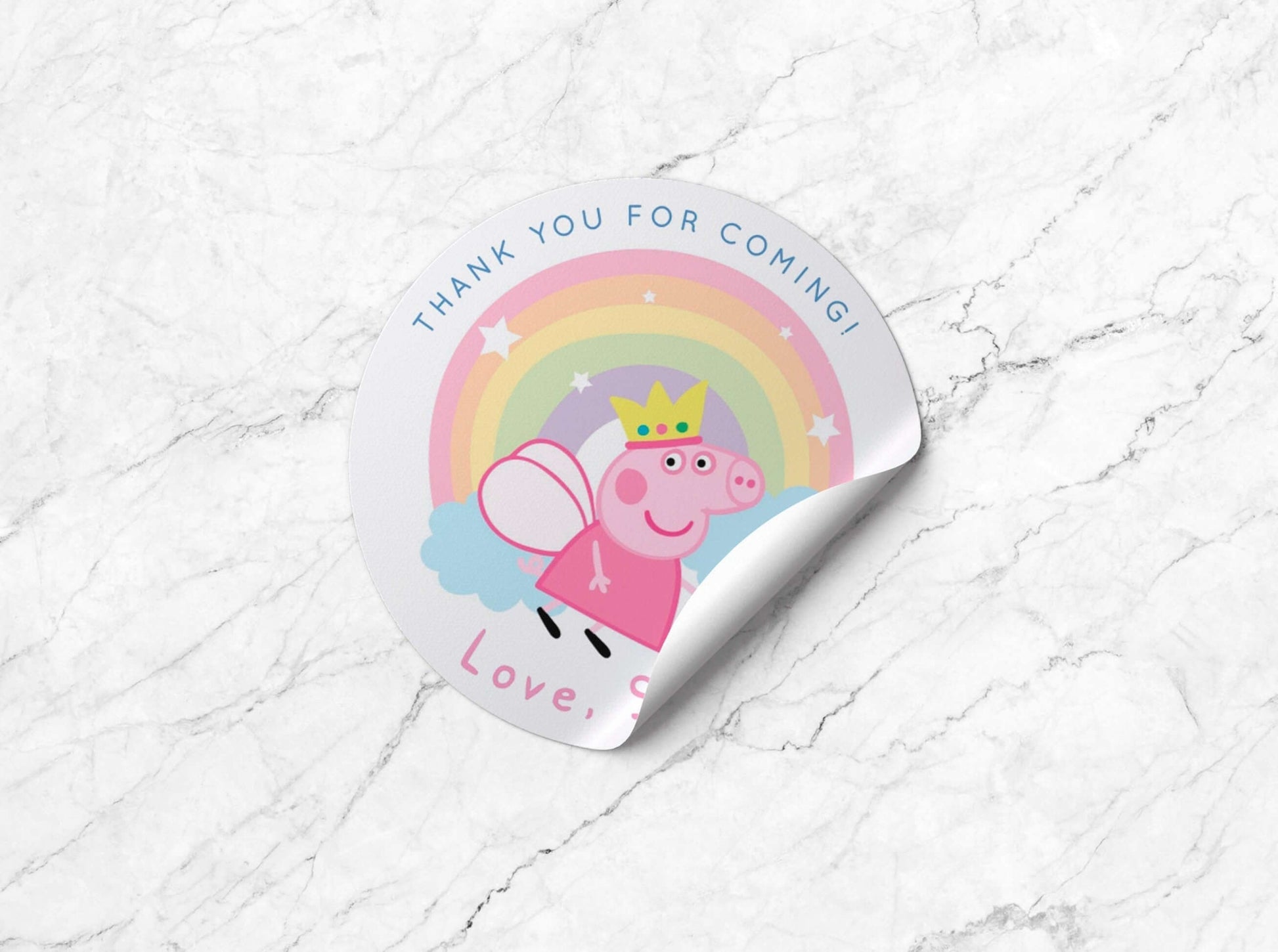 FAIRY PEPPA Pig 2" Thank You Tag ★ Instant Download | Editable Text - Digitally Printables