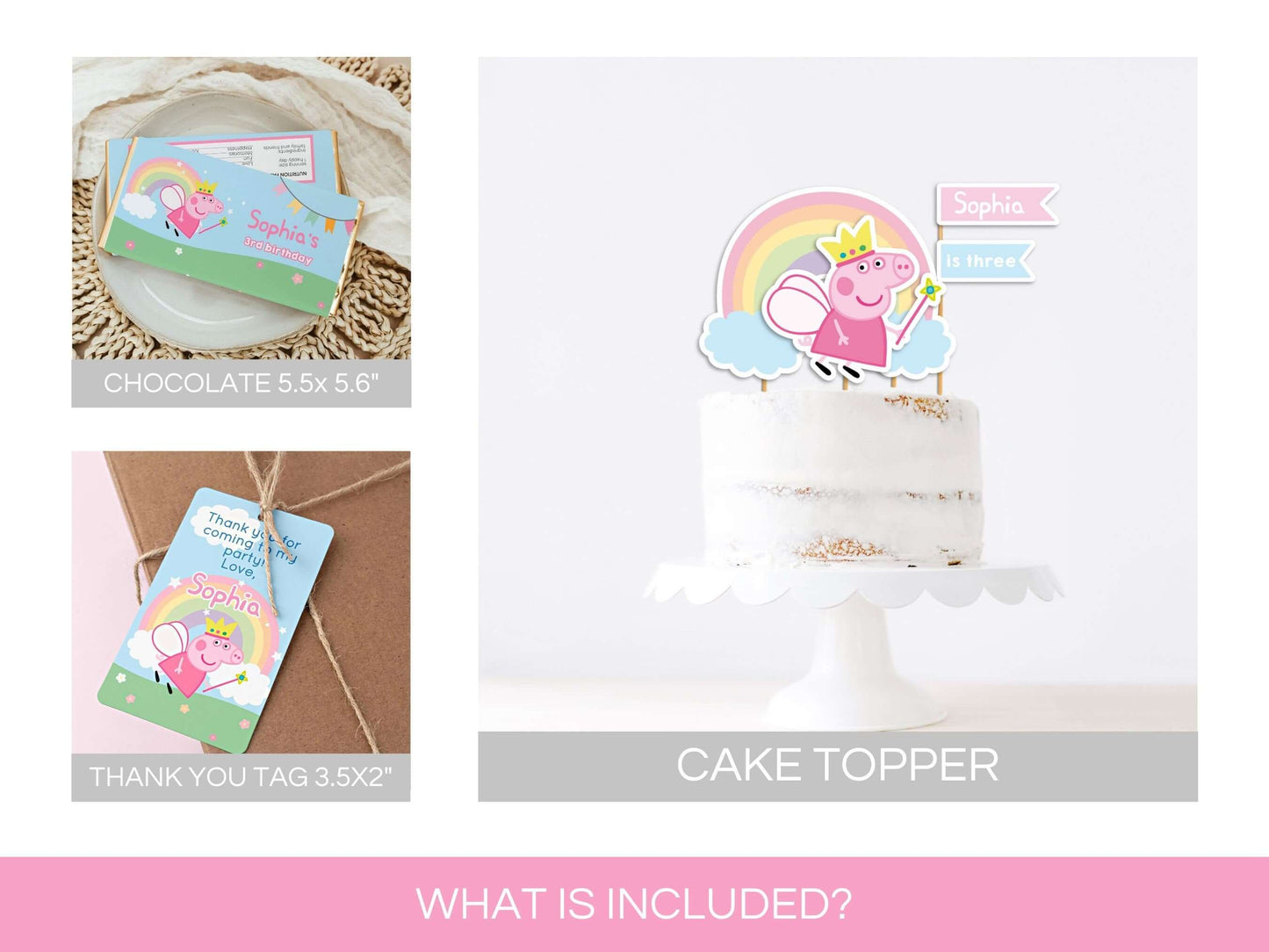Fairy Peppa Pig Birthday Bundle ★ Instant Download | Editable Text - Digitally Printables