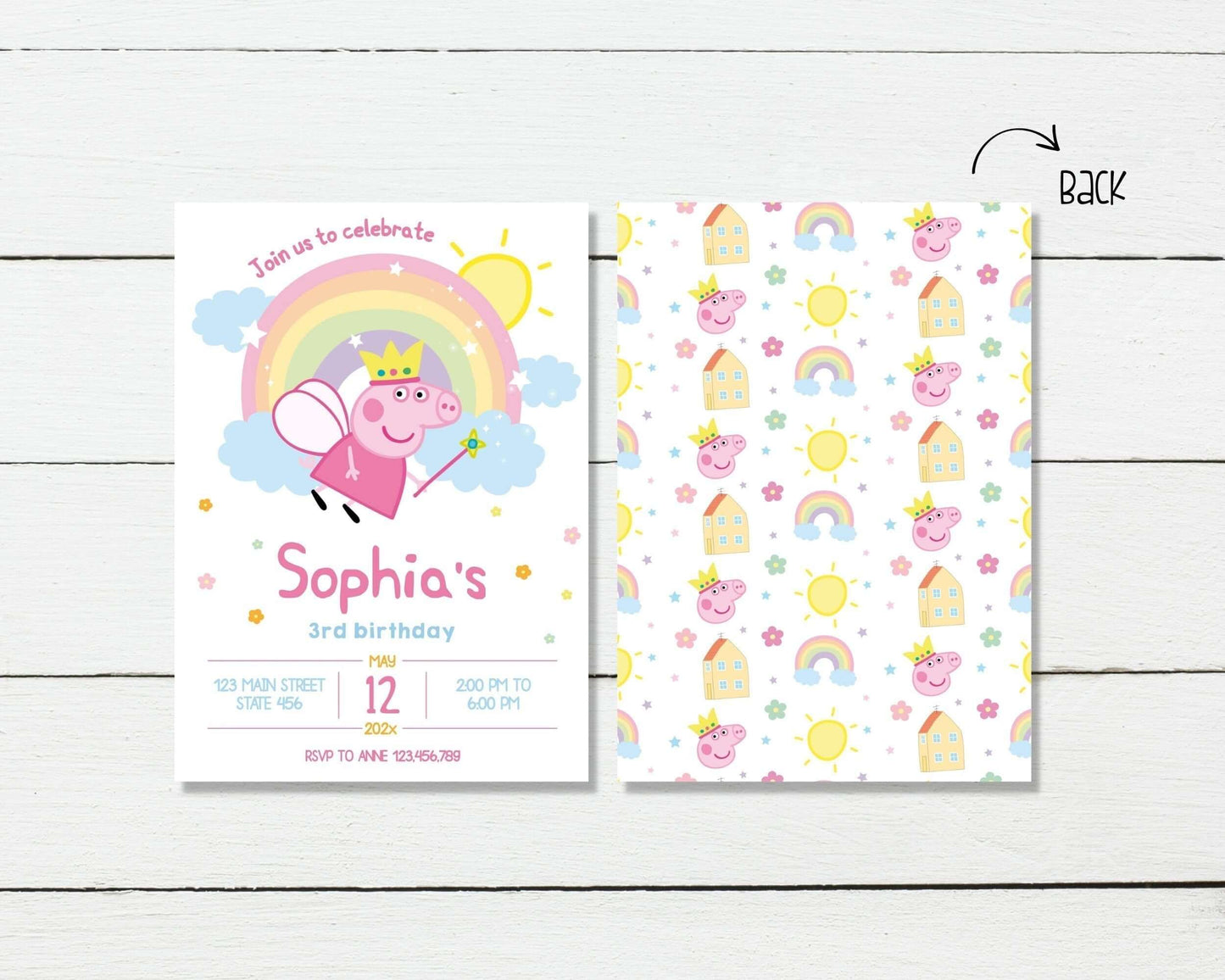 Fairy Peppa Pig Digital Invitation ★ Instant Download | Editable Text - Digitally Printables