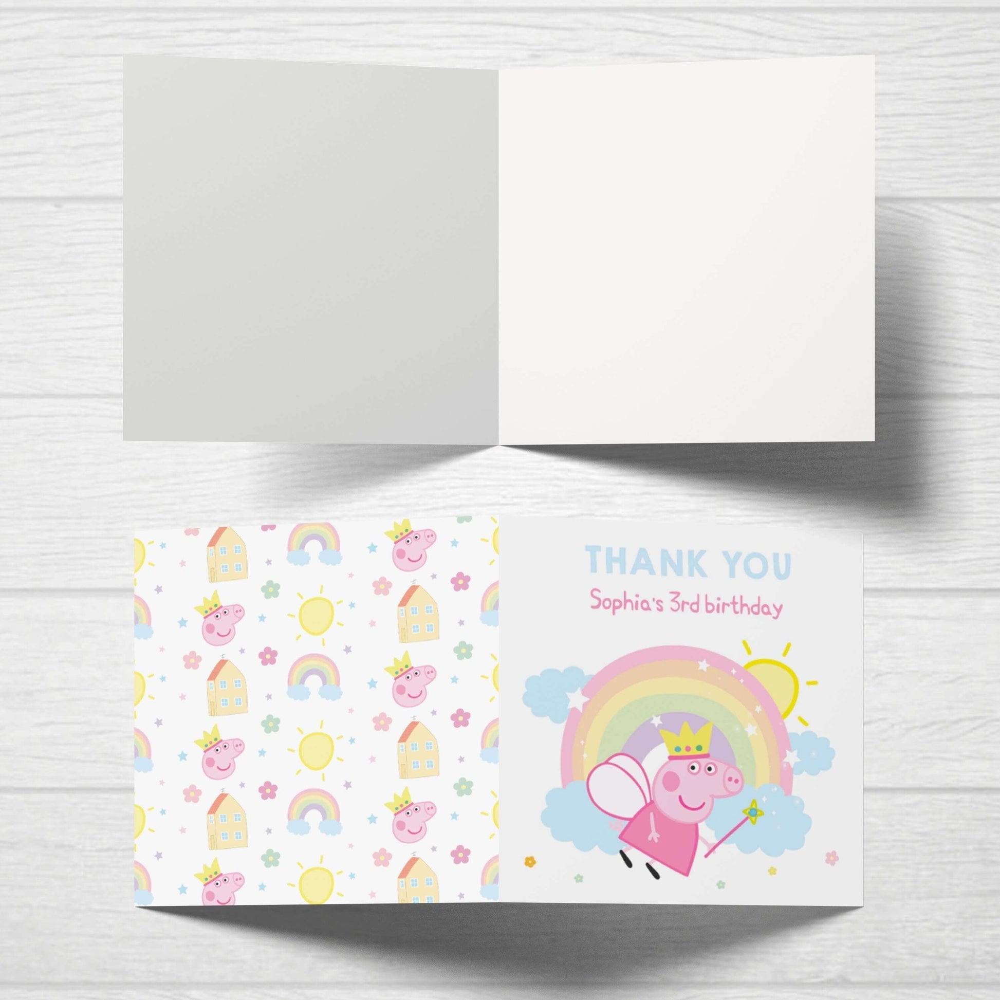 Fairy Peppa Pig Folded Thank You Card ★ Instant Download | Editable Text - Digitally Printables