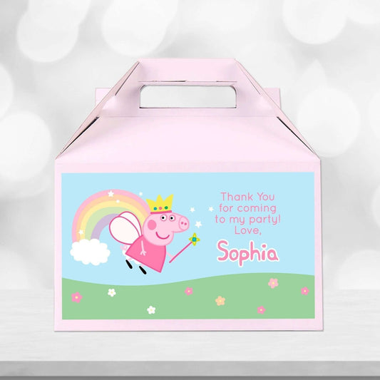 Fairy Peppa Pig Gable Box Favor Labels ★ Instant Download | Editable Text - Digitally Printables