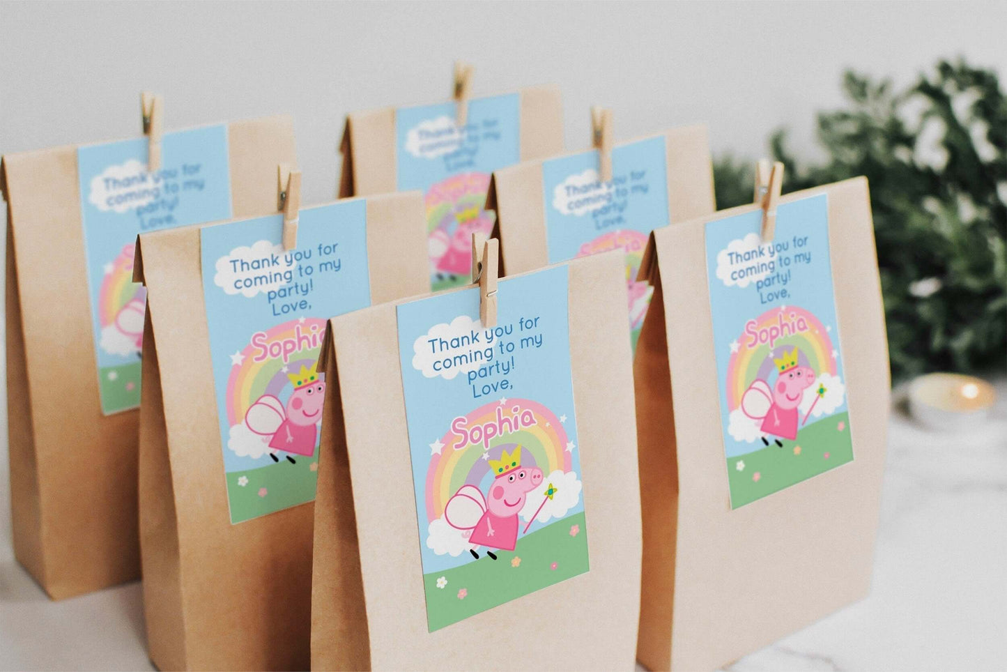 Fairy Peppa Pig Thank You Tag ★ Instant Download | Editable Text - Digitally Printables