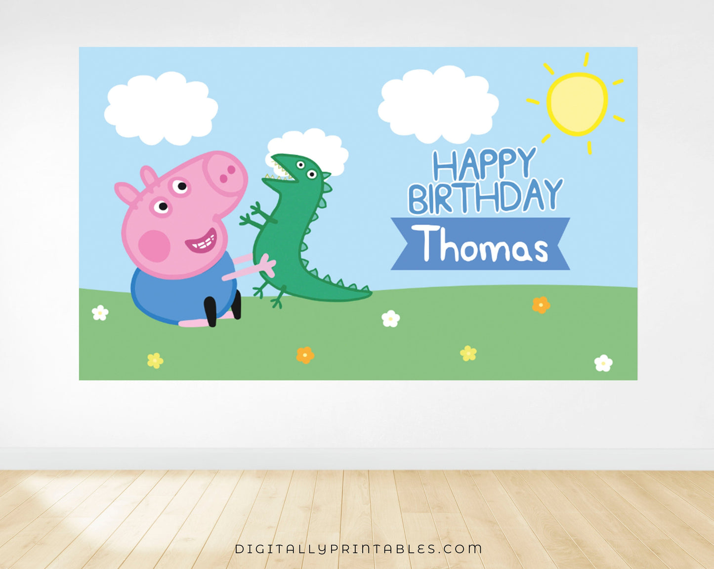 George Pig with Dinosaur Backdrop ★ Instant Download | Editable Text - Digitally Printables