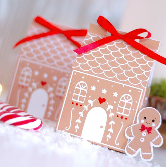 Gingerbread House Favor Box, Christmas Gift Box for Candies, Gingerbread House Printable Box ref013 - Digitally Printables