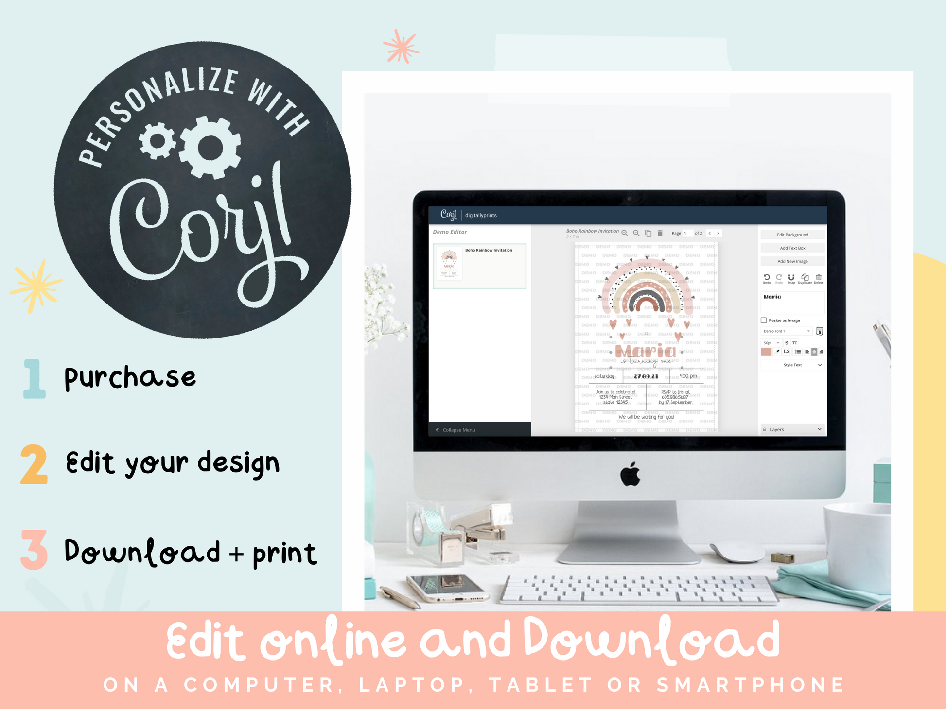Glitter Mermaid Capri Sun Labels ★ Instant Download | Editable Text - Digitally Printables