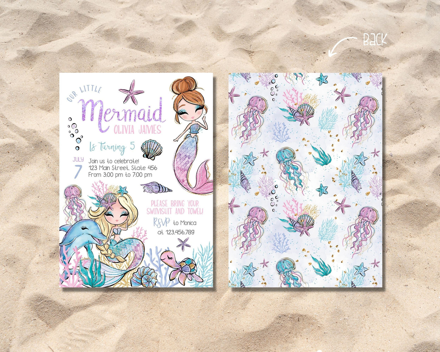 Glitter Mermaid Party Invitation ★ Instant Download | Editable Text - Digitally Printables