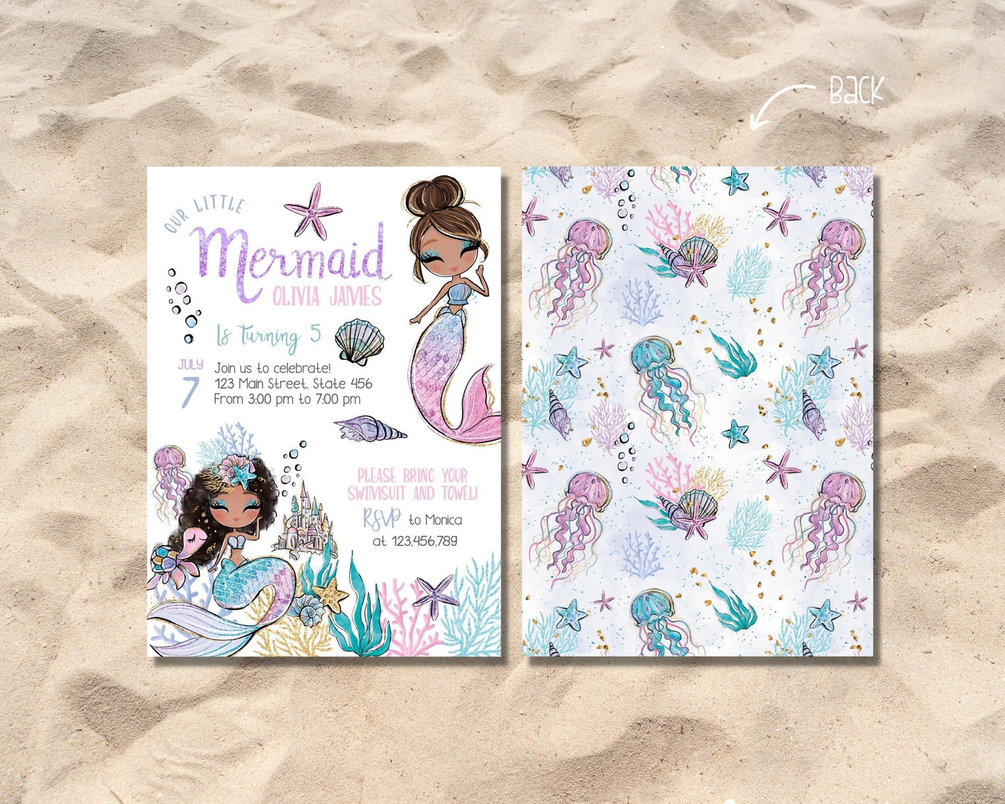 Glitter Mermaid Party Invitation | Design 2 ★ Instant Download | Editable Text - Digitally Printables