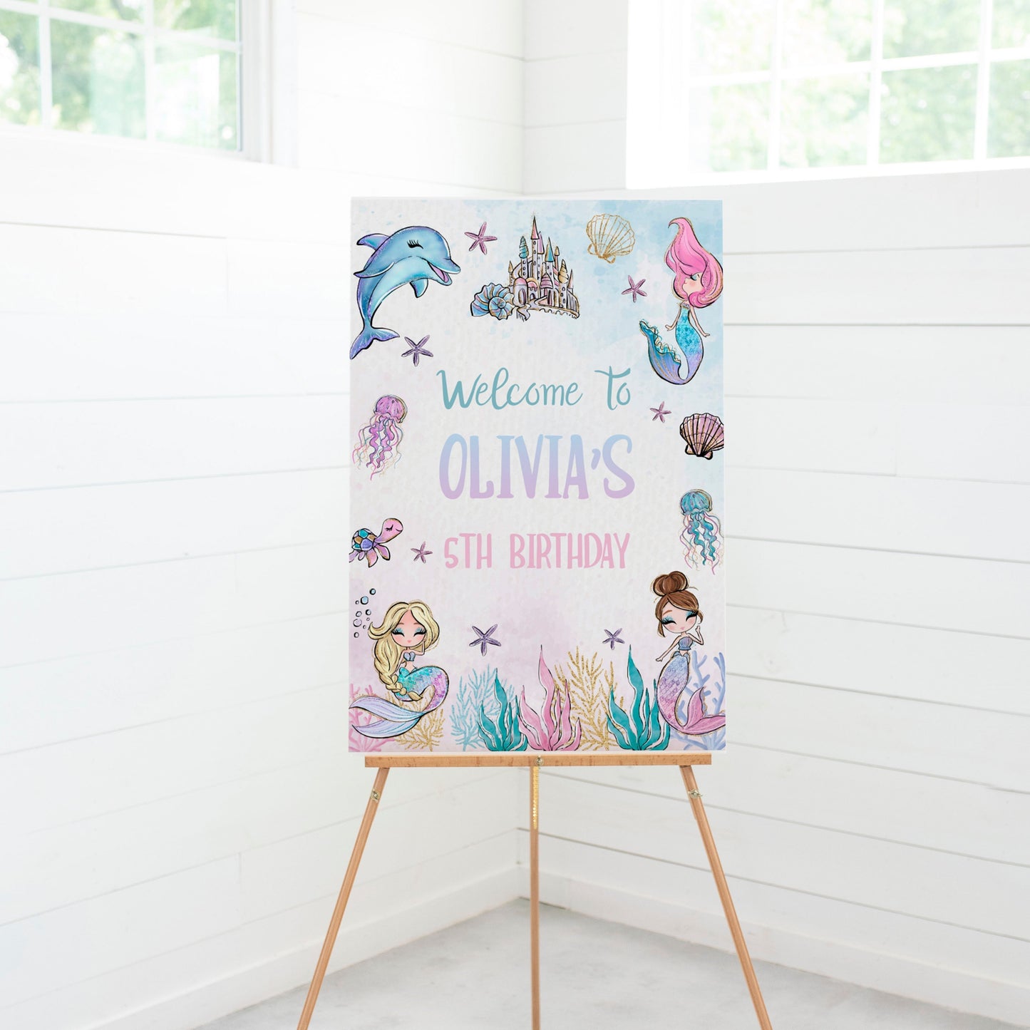 Glitter Mermaid Welcome Sign ★ Instant Download | Editable Text - Digitally Printables