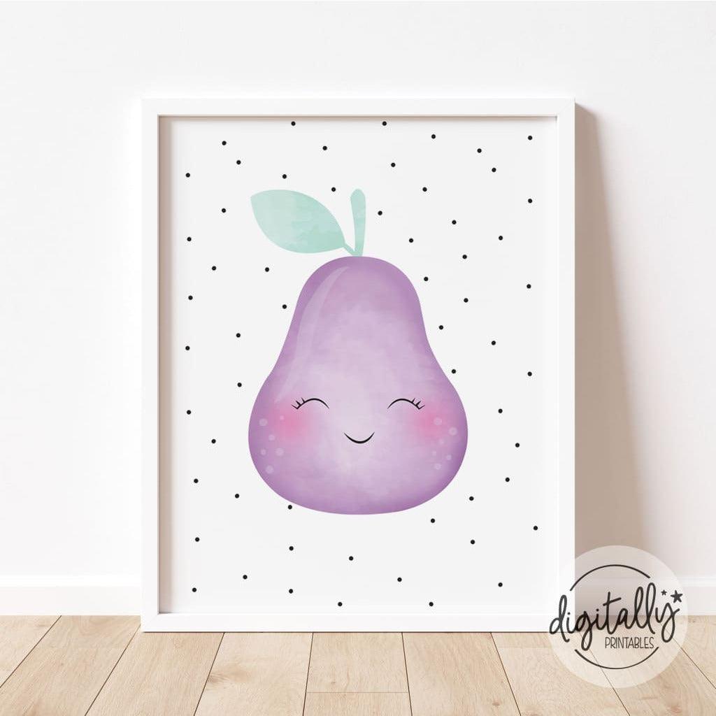 Happy Pear Wall Art Print Instant Download Decor
