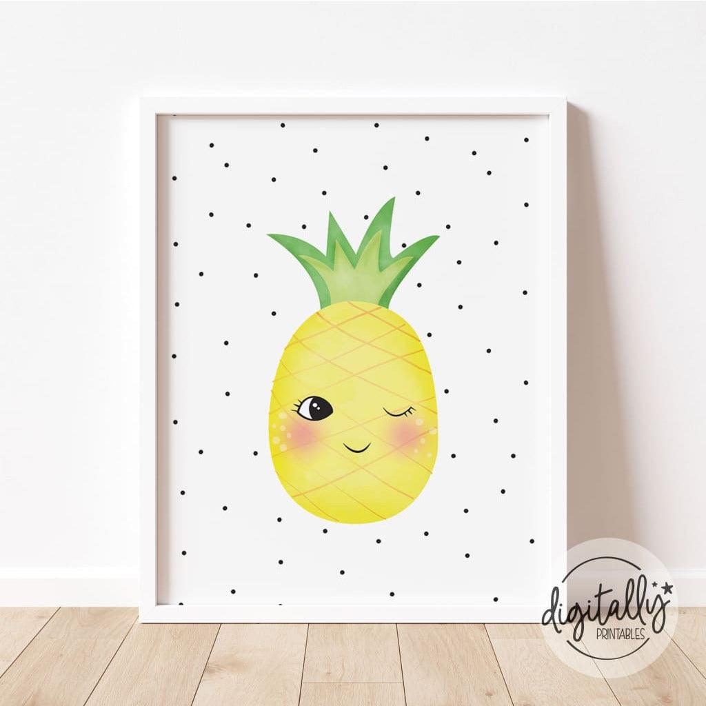 Happy Pineapple Wall Art Print Instant Download Decor