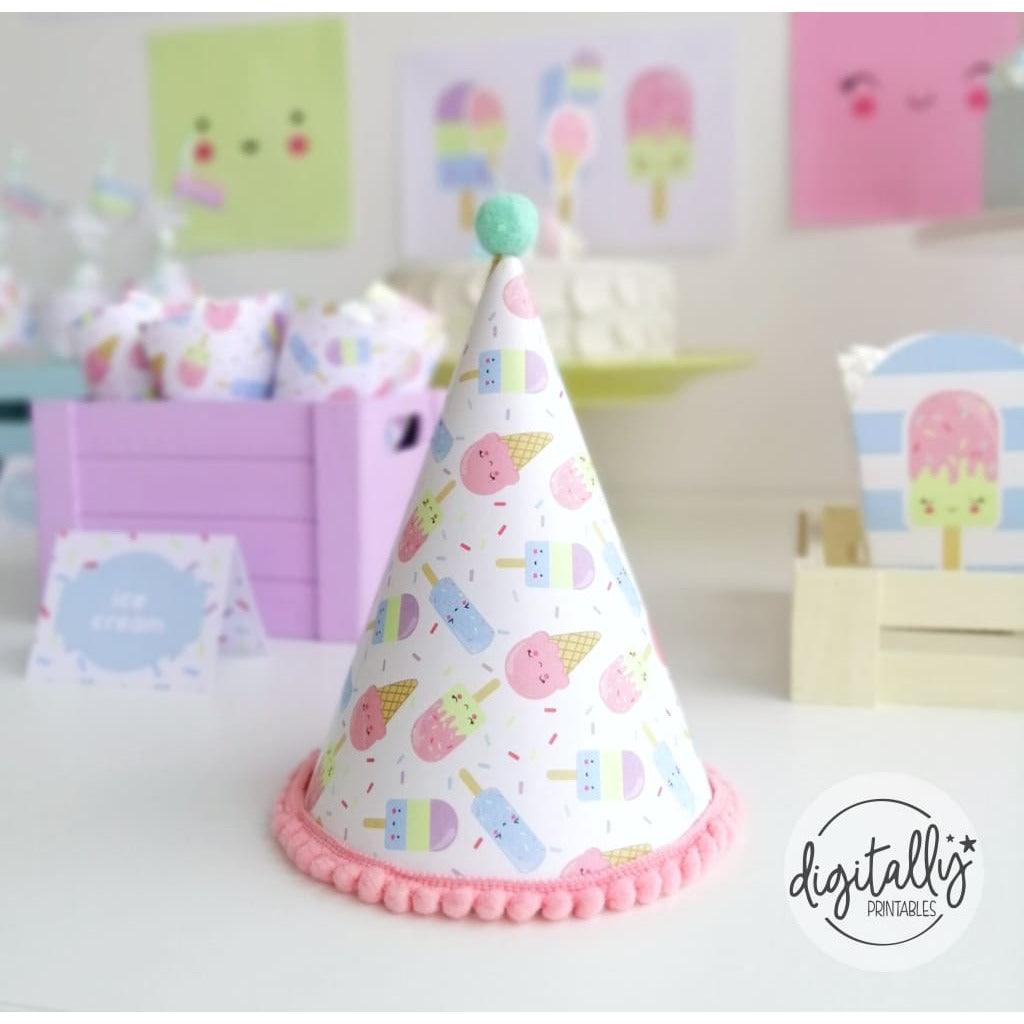 Ice Cream Party Hat Instant Download Kit