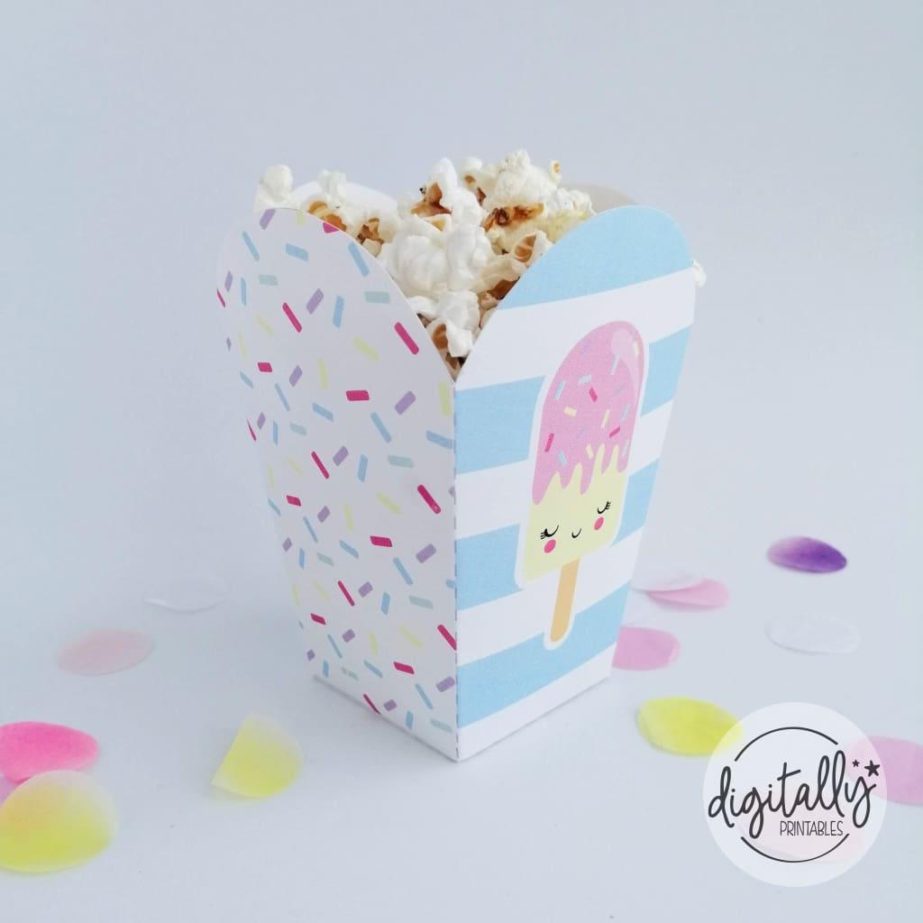 Ice Cream Popcorn Box Instant Download Boxes