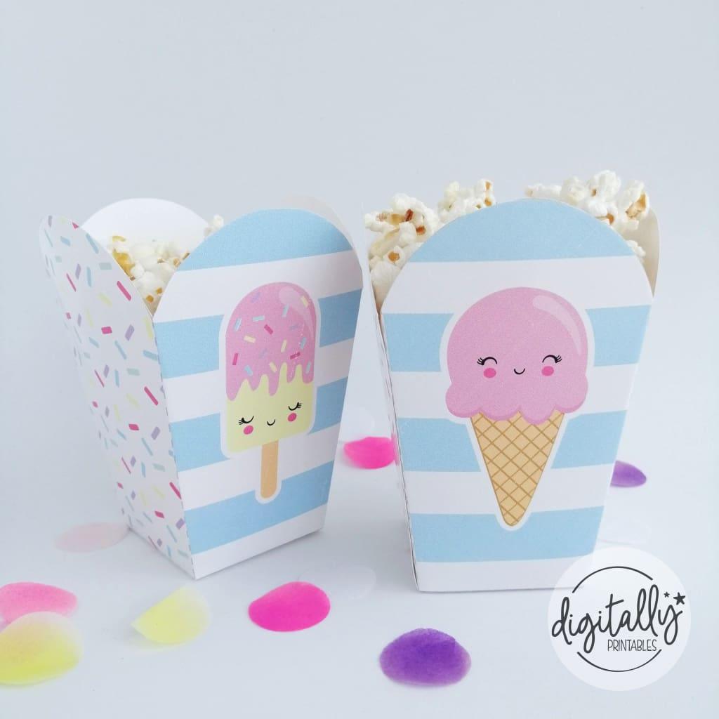 Ice Cream Popcorn Box Instant Download Boxes