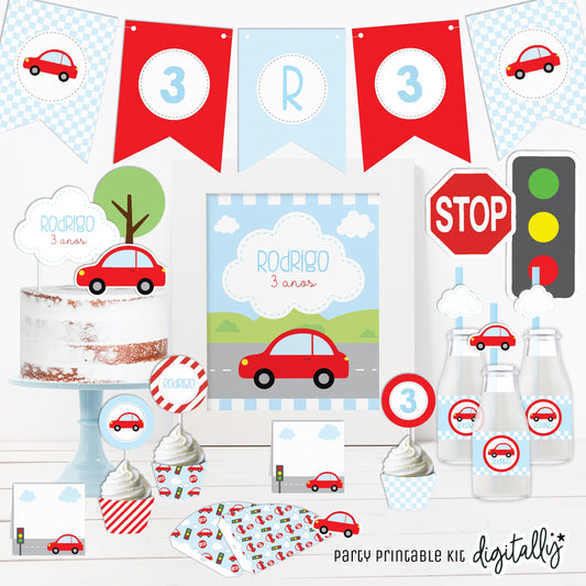 Little Red Car Birthday Bundle ★ Instant Download | Editable Text - Digitally Printables