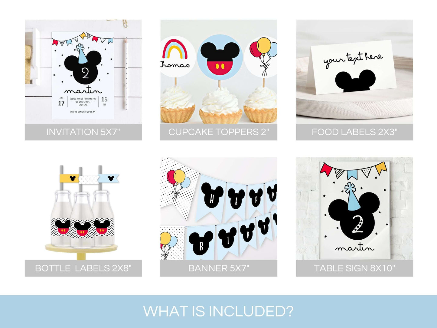 Mickey Mouse Birthday Bundle ★ Instant Download | Editable Text - Digitally Printables