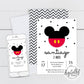 Mickey Mouse Invitation B&w + Red Instant Download | Editable Text