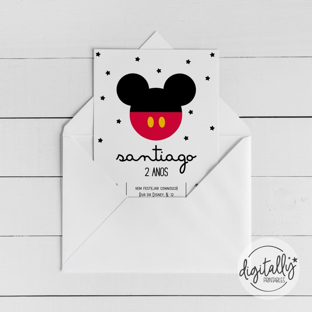 Mickey Mouse Invitation B&w + Red Instant Download | Editable Text
