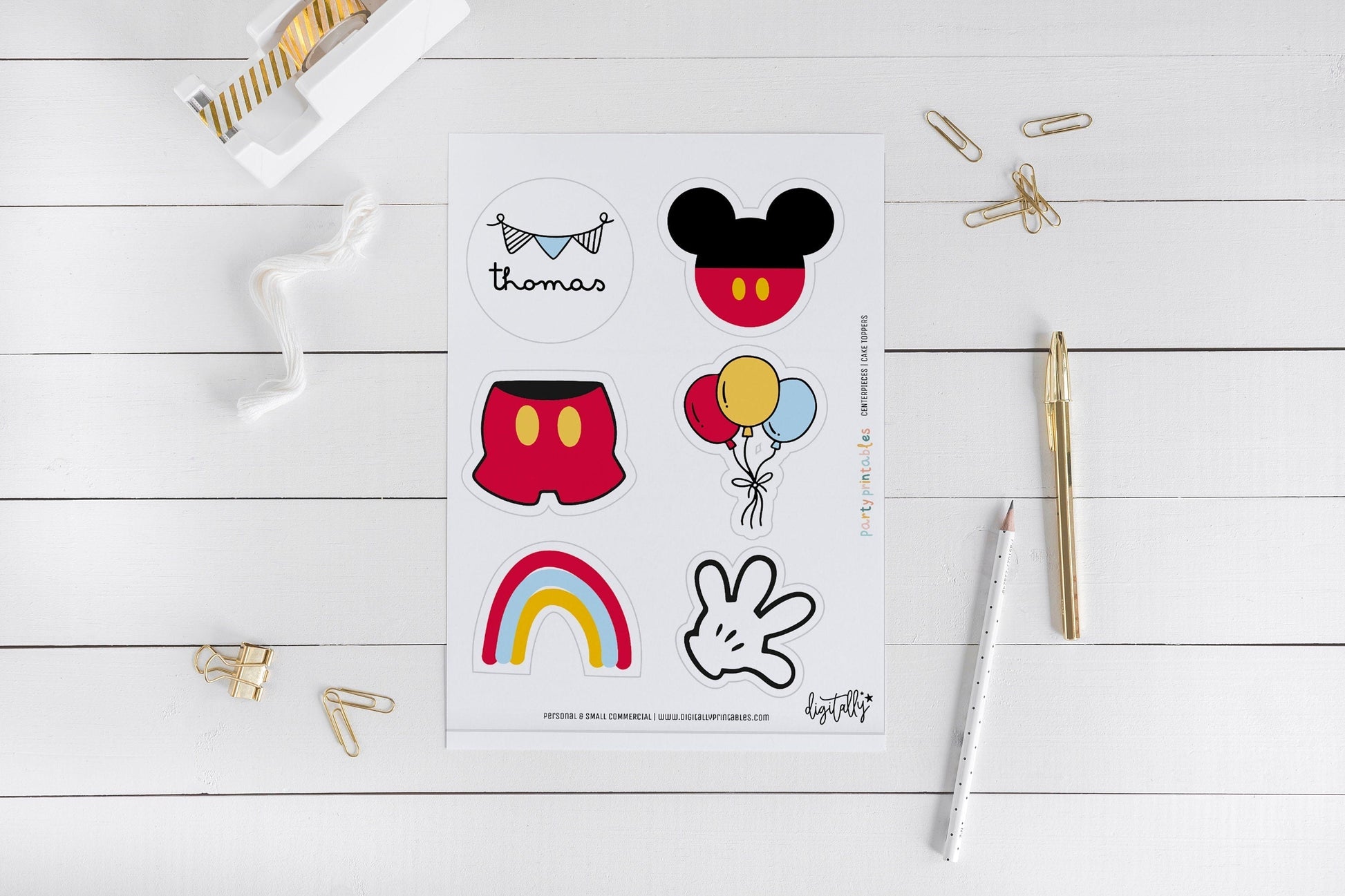 Mickey Mouse Cake Toppers ★ Instant Download | Editable Text - Digitally Printables