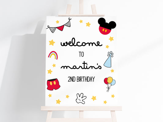 Mickey Mouse Welcome Sign ★ Instant Download | Editable Text - Digitally Printables