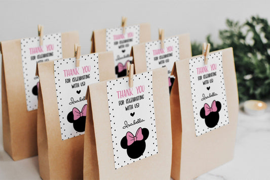 Minnie Mouse Pink Thank You Tag ★ Instant Download | Editable Text - Digitally Printables