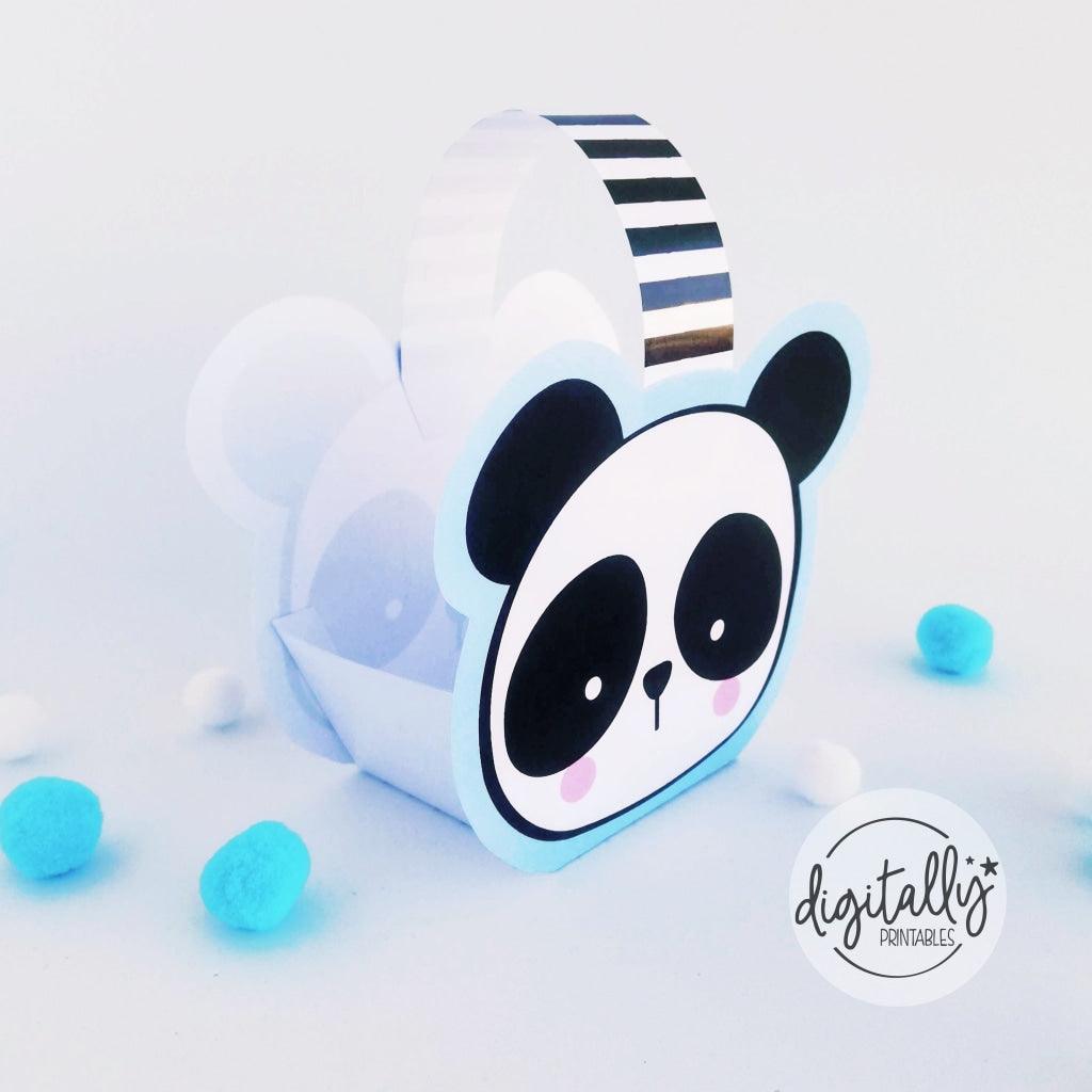 Panda Treat Basket | Blue Instant Download Favor Boxes